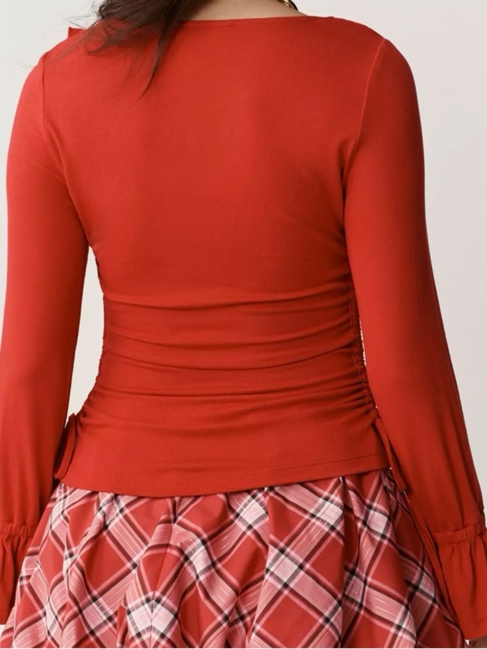 Anthropologie Maeve Long-Sleeve Scoop-Neck Ruched Top Women size S MSRP $70+ - Picture 3 of 7